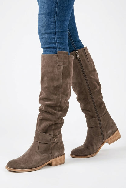 Bottes plates montantes en suédine souple effet slouchy