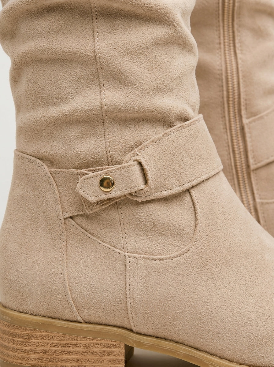 Bottes plates montantes en suédine souple effet slouchy